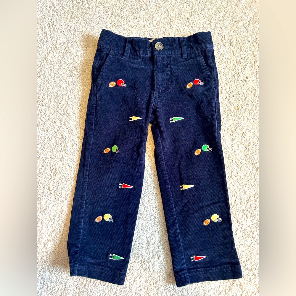 EUC TBBC Navy Blue Pants with Football Embroidery